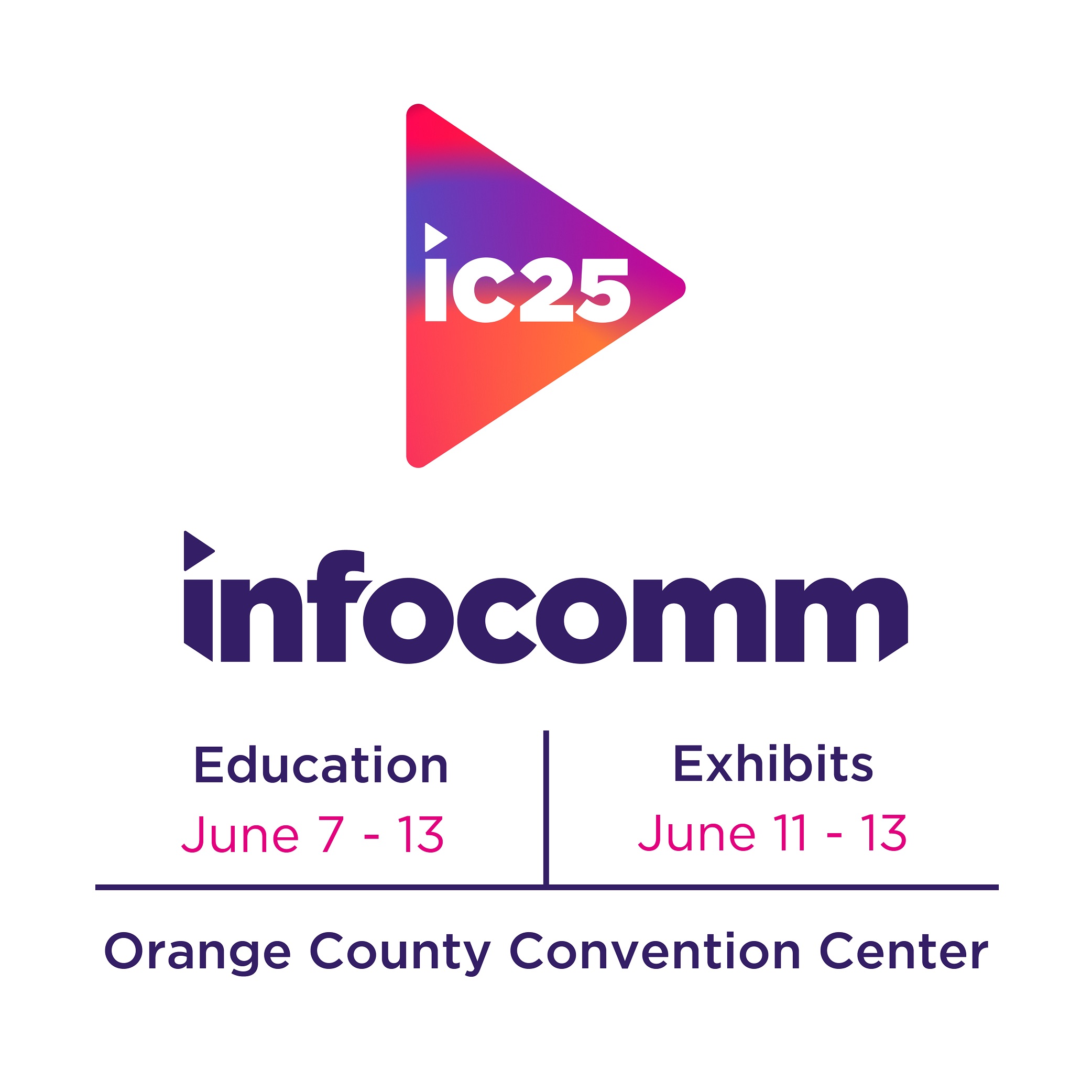 InfoComm 2025 trade show logo showing exhibit and education dates.