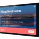 TSS-1080-B Crestron Room Scheduling Touch Screen in black finish, showing availability/busy status